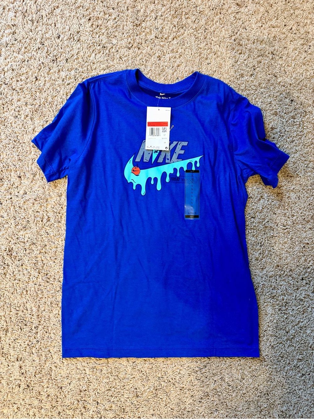 Nike Kids' Royal Blue Graphic Ice Cream T-Shirt. NWT. Size large.